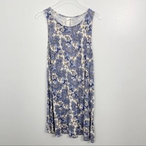 H&M Blue Paisley Mini Shift Dress Medium